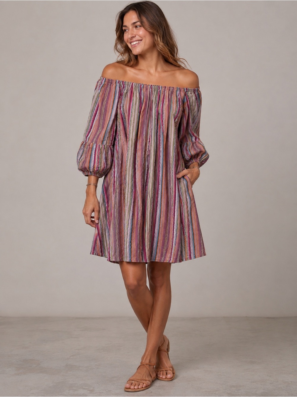 Uncle Frank Boho stripe Dress - Large